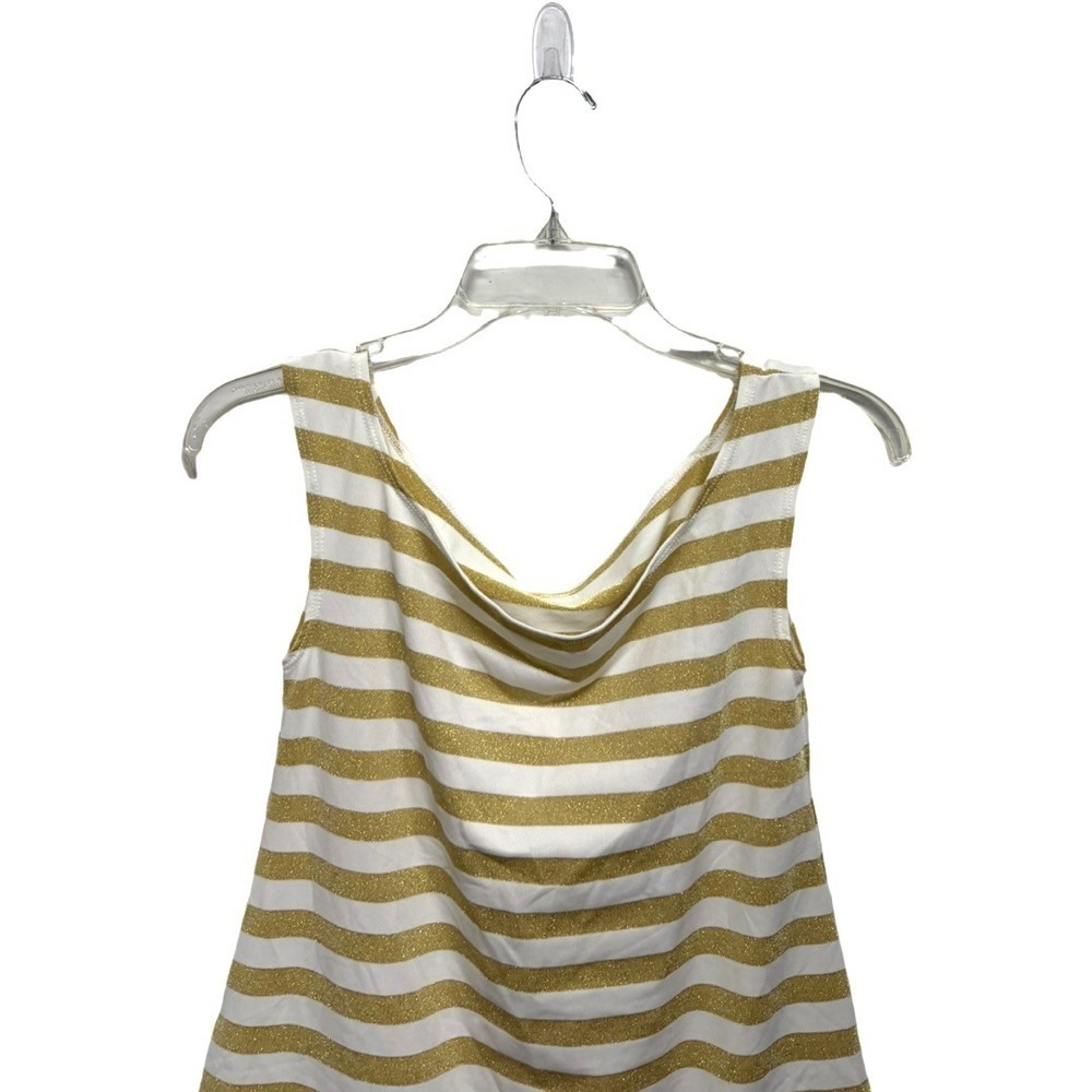 Tommy Hilfiger Gold Glitter Stripe Tank Mini Dress Size Small Summer Beach - Picture 2 of 8